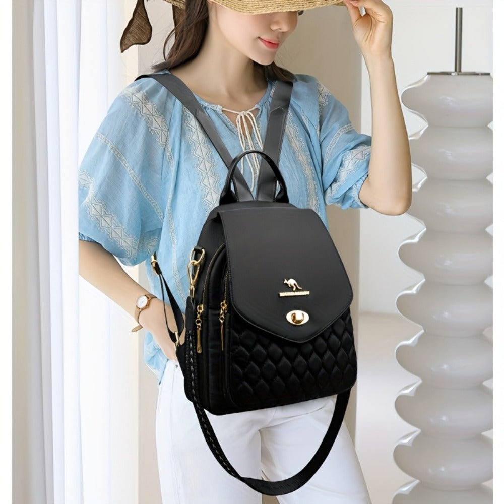 Backpack for Women – for Travel & Work, Fashion Stripe Texture Pattern Golden – detail view 8