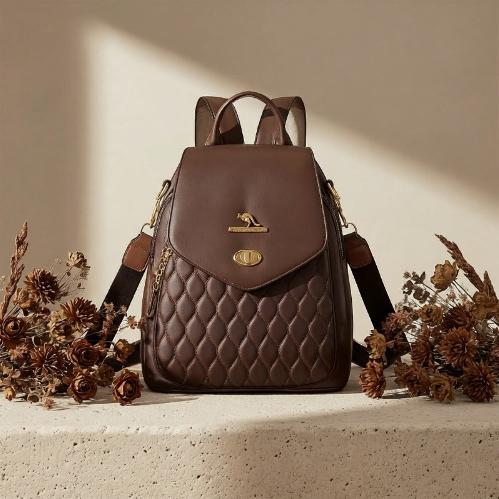 Backpack for Women – for Travel & Work, Fashion Stripe Texture Pattern Golden – detail view 9