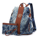 Backpack Vegan Leather 2-Piece Set with Hidden Anti-Theft Pocket, Shoulder Bag & 10 Colors