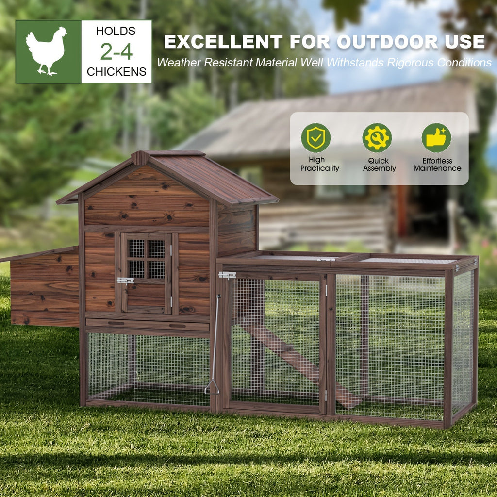 Chicken Coop, Wooden Outdoor Rabbit Duck Small Animal Poultry Cage for Garden, Patio and Yard Use