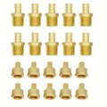 Brass PEX Crimp Adapters 20pcs – 10pcs 1/2" PEX x 1/2" Male NPT & 10pcs 1/2" PEX x 1/2" Female NPT Threaded Adapter