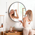 Round Wall Mirror Aluminum Alloy Frame, Modern Circle Mirror for Bedroom, Bathroom & Living Room