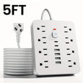 Power Strip 14-in-1 Wall-Mount Model with 8 AC Outlets, 4 USB-A, 2 USB-C and 5- or 10-Foot Flat-Plug Cord