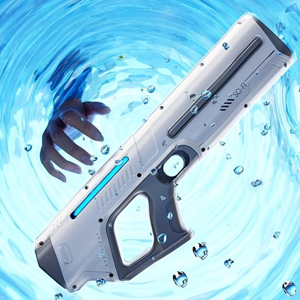 Rechargeable Electric Water Blaster with Pulse Light, Self-Fill Function and Blue, White or Brown Gift Box Options