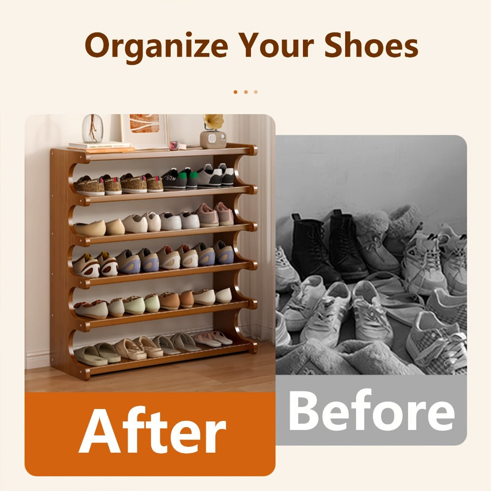 Bamboo Shoe Rack 3 5 6 Layer Widened Reinforced – Multi-Tier Shoe Storage Stand for Entryway Bedroom Living Room Garage