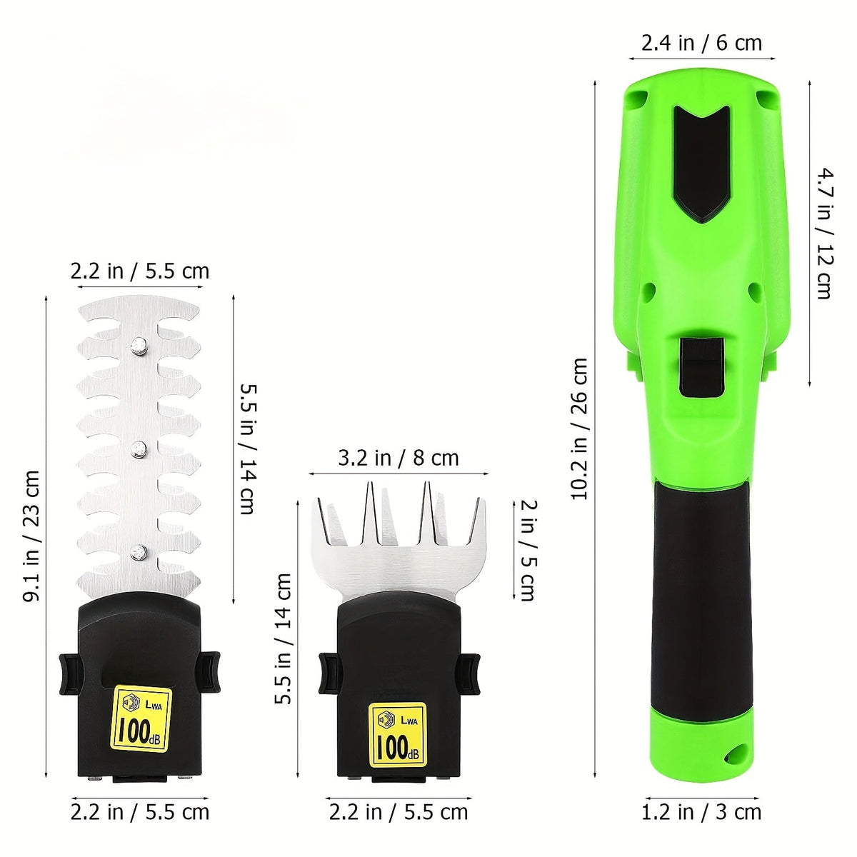 Cordless Hedge Trimmer 2-in-1, USB-C Rechargeable Electric Grass Shear with Interchangeable Blades