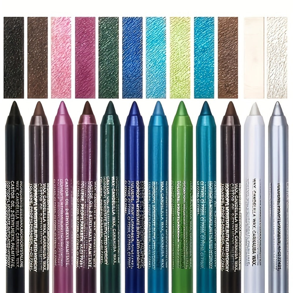 12-Piece Multicolor Eyeliner and Eye Shadow Pencil Set with Dual-Hole Sharpener and 13.7cm Pencils
