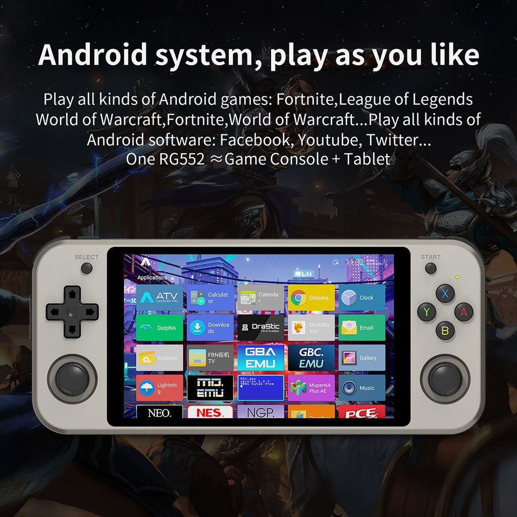 Handheld Game Console Anbernic RG552 with 5.36-inch IPS OCA Full-Lamination, 64GB, 128GB or 256GB Options, 3200mAh Battery, Android 7
