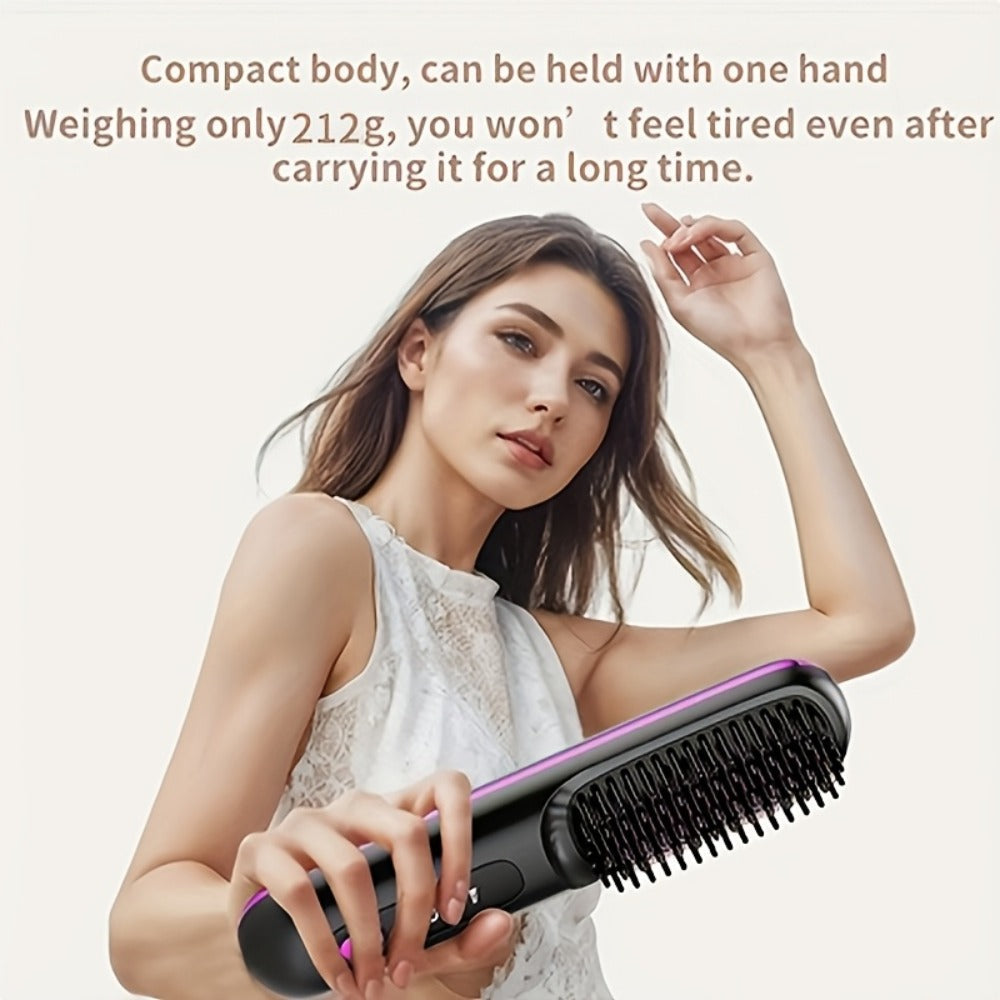 Cordless Hair Straightener 2-in-1 Ceramic Flat Iron & Curler – USB-C Rechargeable Wireless Portable Travel Styling Tool 3-Speed Heat