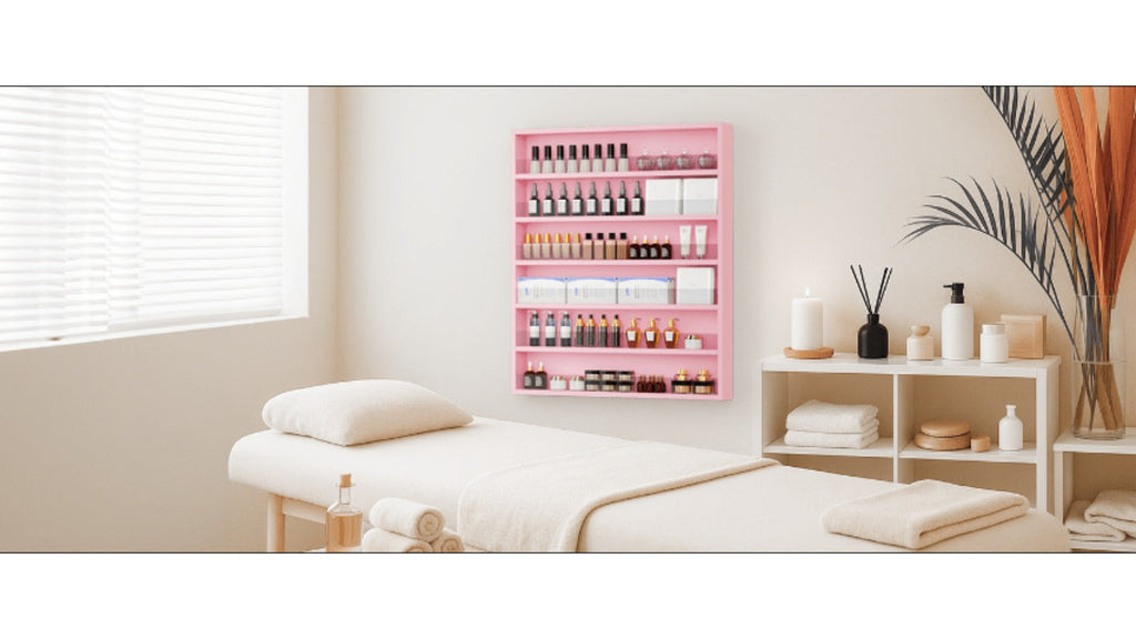 Nail Polish Rack Wall Mount Organizer 6-Tier & 10-Tier with Acrylic Baffle, Salon Display Shelf for Nail