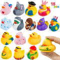 Party Favors Mini Rubber Ducks, 15-Piece Multicolor Assortment with Mesh Storage Bag and 2-Inch Size