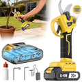 20V-Labeled Cordless Pruning Shears with Display, Yellow or Green Body and One- or Two-Battery Kits