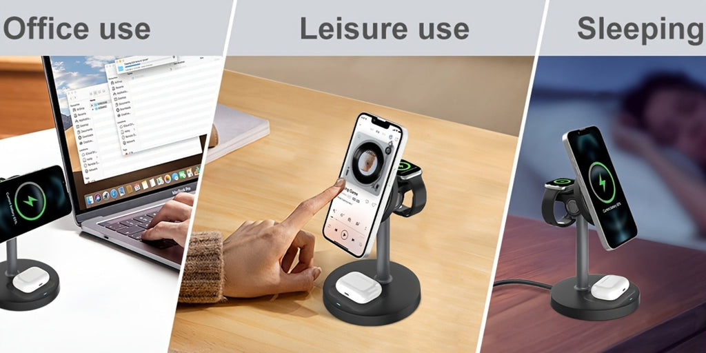 Wireless Charging Station, 3-in-1 Qi-Labeled Stand for iPhone, Apple Watch and AirPods Models in Six Colors