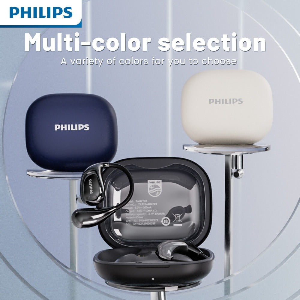 Wireless Earbuds Philips TAT2769 Bluetooth 5.4 Earhooks with Call Noise Reduction Mic in Three Colors