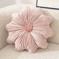 Velvet Flower Shaped Throw Pillow with Pillow Core Elegant Round Cushion Luxury Floral Pillow for Entryways, Bedrooms and Living Spaces