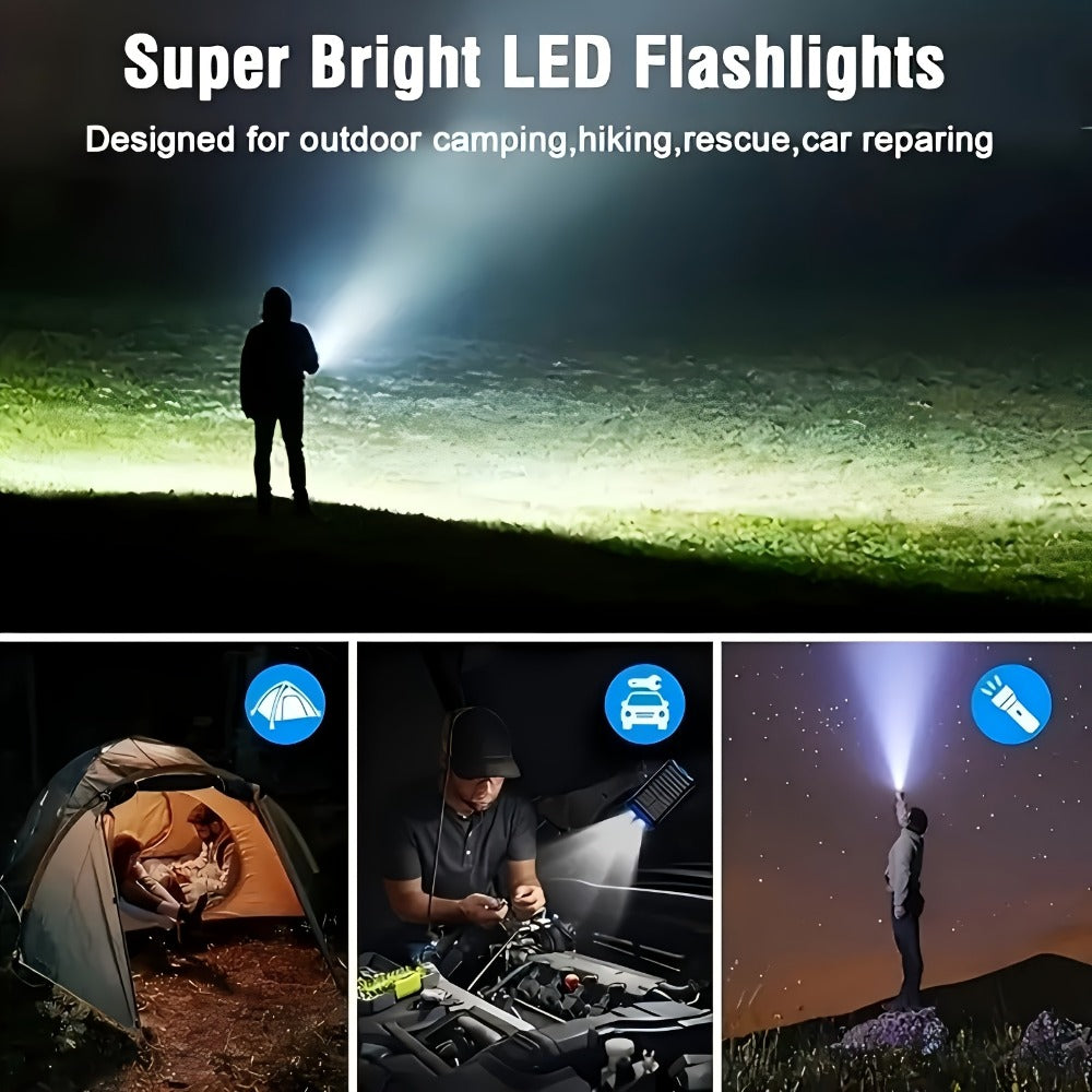 Power Bank Solar 28800mAh or 42800mAh with Wireless Charging, Four Cables and Dual Flashlights