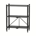 Storage Rack 3-5 Tier Foldable Shelving Unit with Wheels – Portable Multi-Layer Floor Standing Utility Shelf Organizer for Bedroom Closet