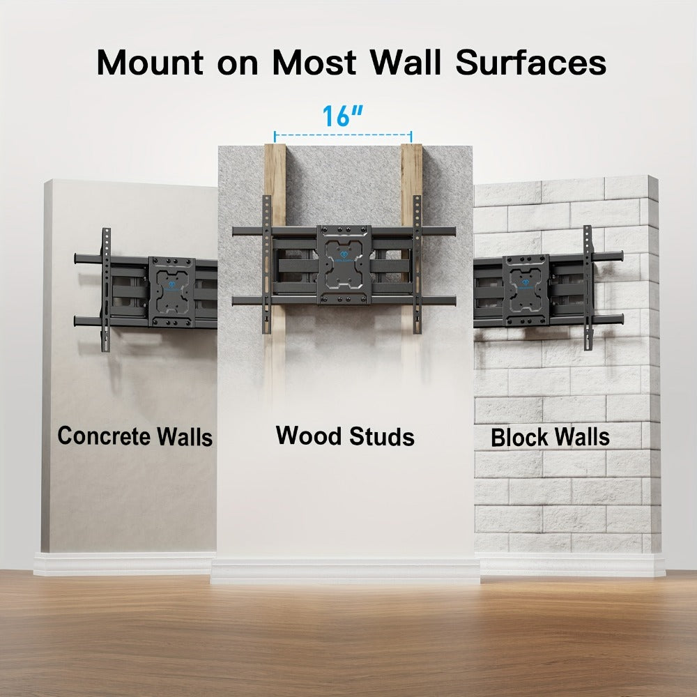 Full Motion TV Wall Mount 37-75 Inch, Dual Arm Swivel Tilt, VESA 600x400mm, Extends 15.4 Inch, Fits LED LCD OLED Flat Curved Screens