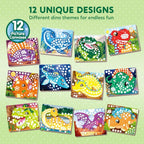 Dinosaur Dot Sticker Art Kit with 12 Picture Canvases and More Than 1, 400 Colored Dot Stickers