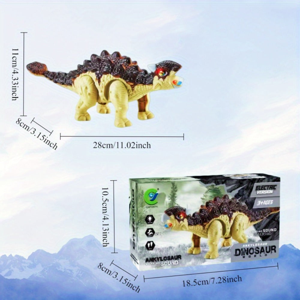 Walking Dinosaur Toy with Sound & Light, Realistic Triceratops & Dragon Dinosaur Figures for Kids