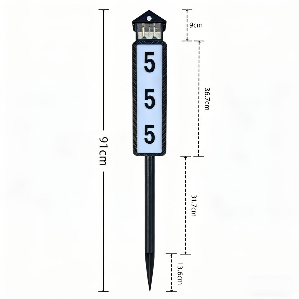 Solar House Number Light Outdoor, LED Address Sign Wall Lamp with Light Sensor, 3 Lighting Modes