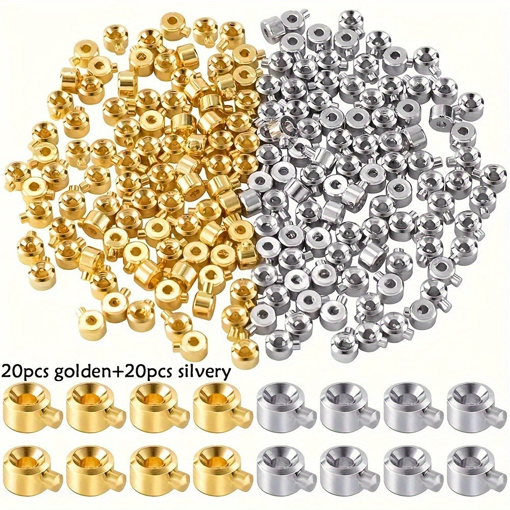 Bead Caps - Bulk 40pcs Silver Gold Flower for Jewelry Making Bracelets Necklaces - main product view