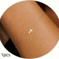 Gold-Tone Pearl Bead Chain Bracelet with Adjustable Stainless Steel Cuban Twist Design for Women
