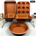 Copper or Black Bakeware Set in 5-, 6- or 10-Piece Options with Cake, Muffin and Loaf Pans