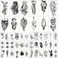 Temporary Tattoos GLARYYEARS 48-Piece Black Skull, Snake and Dark Art Set with 12 Large and 36 Small Sheets