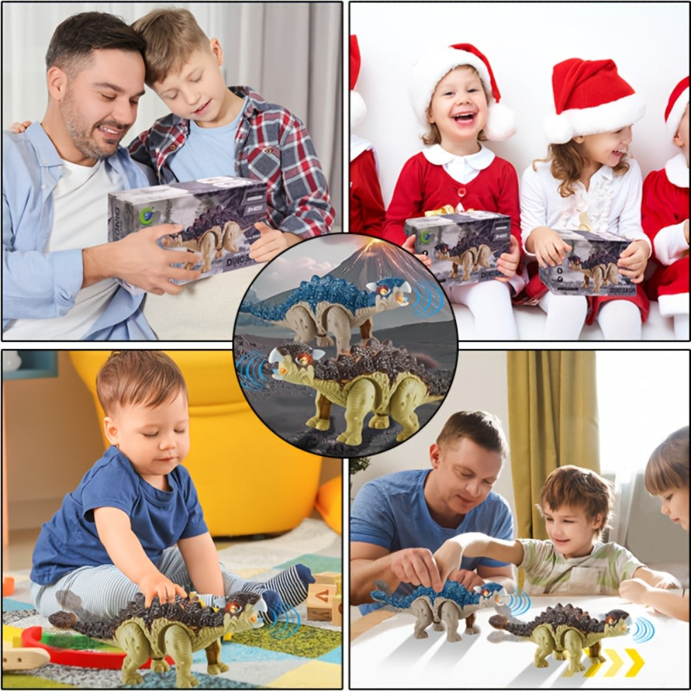 Walking Ankylosaurus Dinosaur Toy with Glowing Lights & Roaring Sound, Interactive Robot Dinosaur for Kids Ages 3-12