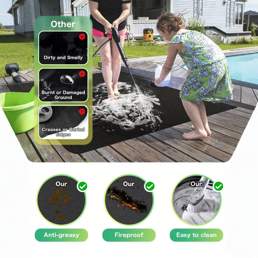 Grill Mat Fire Resistant BBQ Pad, Oversized Under Grill Mat 2000°F Heat Resistant, Oil-Resistant Deck Protector for Outdoor Grilling
