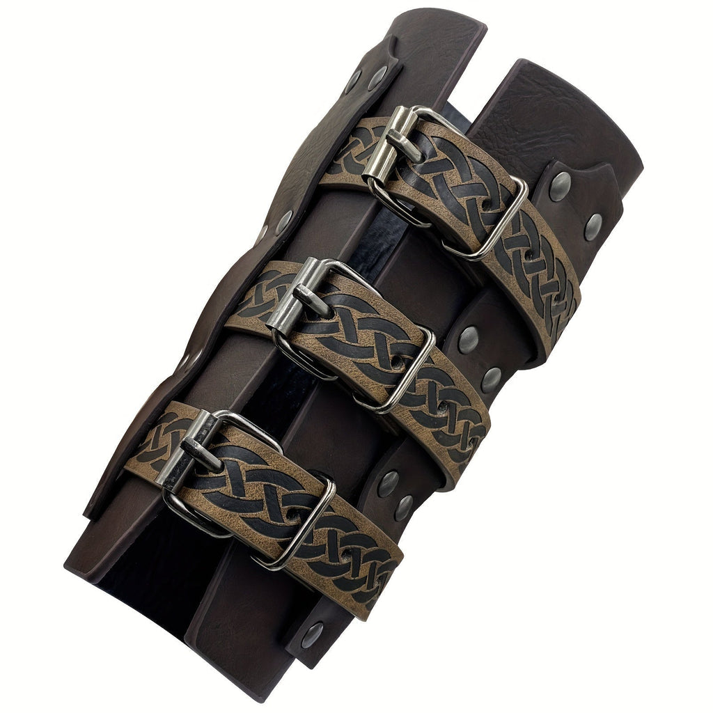 Costume Accessories Faux Leather Bracers in Brown or Black with Single-Piece and Two-Piece Options