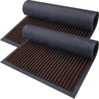 Door Mat 2-Pack Indoor Outdoor Welcome Entryway Rug Non-Slip Low Profile Polyester Floor Mat for Front Door Patio Porch Mudroom