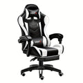 Gaming Chair Big and Tall Racing Style with Retractable Footrest, Lumbar Cushion, Headrest and Assembly Hardware