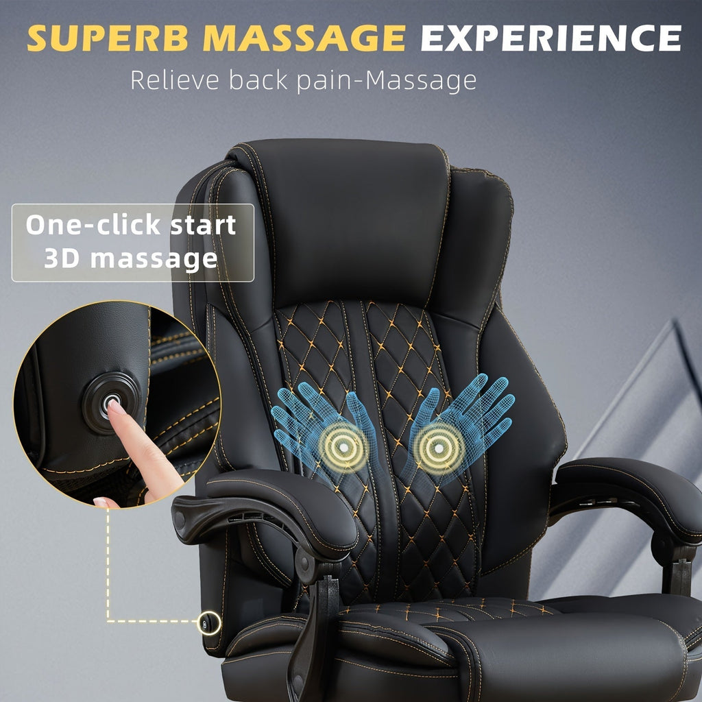 Office Chair High-Back upholstered with Padded Lumbar Cushion, Retractable Footrest and Recline