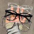 Rectangular Blue Light Glasses Three-Pair Set with Clear and Black Full-Rim Frames and Transparent Lenses