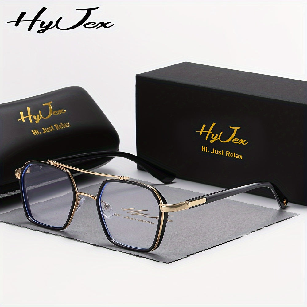 HyJee Double-Bridge Metal Eyeglasses with Clear or Softly Tinted Lenses in Four Frame Colors
