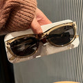 Cat-Eye Full-Frame Sunglasses with Slanted Profile, Tinted Lenses and Olive-Black Frame Finish