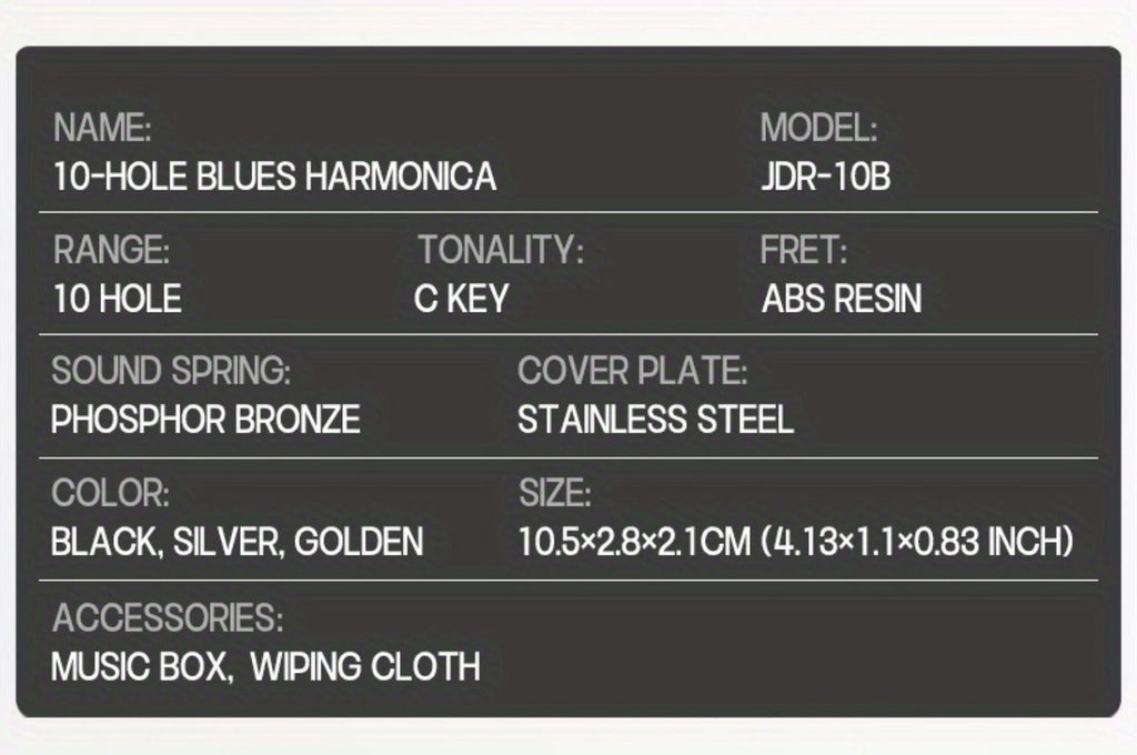 Blues Harmonica, Golden, Professional, Hole, C-Key for Blues Practice detail image - detail view 36