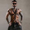 Body Harness – Gothic Men PU Leather Rivet Suspenders Punk Adjustable Non-Stretch Festival Party Rave Costume