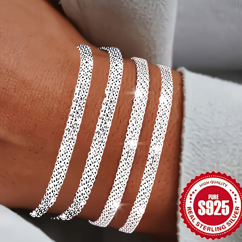 4-Piece Braided Bracelet Set in S925 Sterling Silver with Stackable Woven Bangle Styling for Women