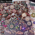20-Piece Mixed Flower Brooch Pin Set with Rhinestones, Faux Pearls and Alloy Lapel Styling