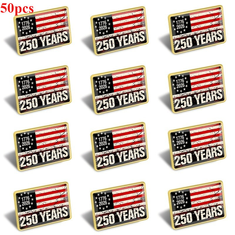 50-Piece America 250th Anniversary Pin Set with USA 1776-2026 Commemorative Brooch Badge Design