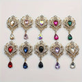 10-Piece Rhinestone Brooch Pin Set with Teardrop Crystal Styling in White for Dresses, Coats and Scarves