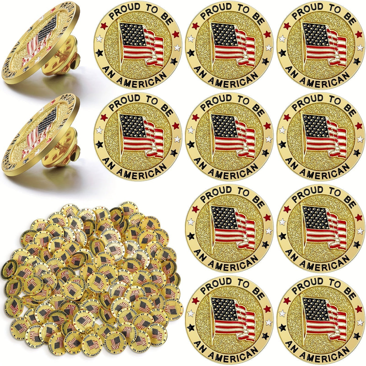 100-Piece American Flag Veteran Lapel Pin Set for Memorial Events, Veterans Day and Patriotic Gifts