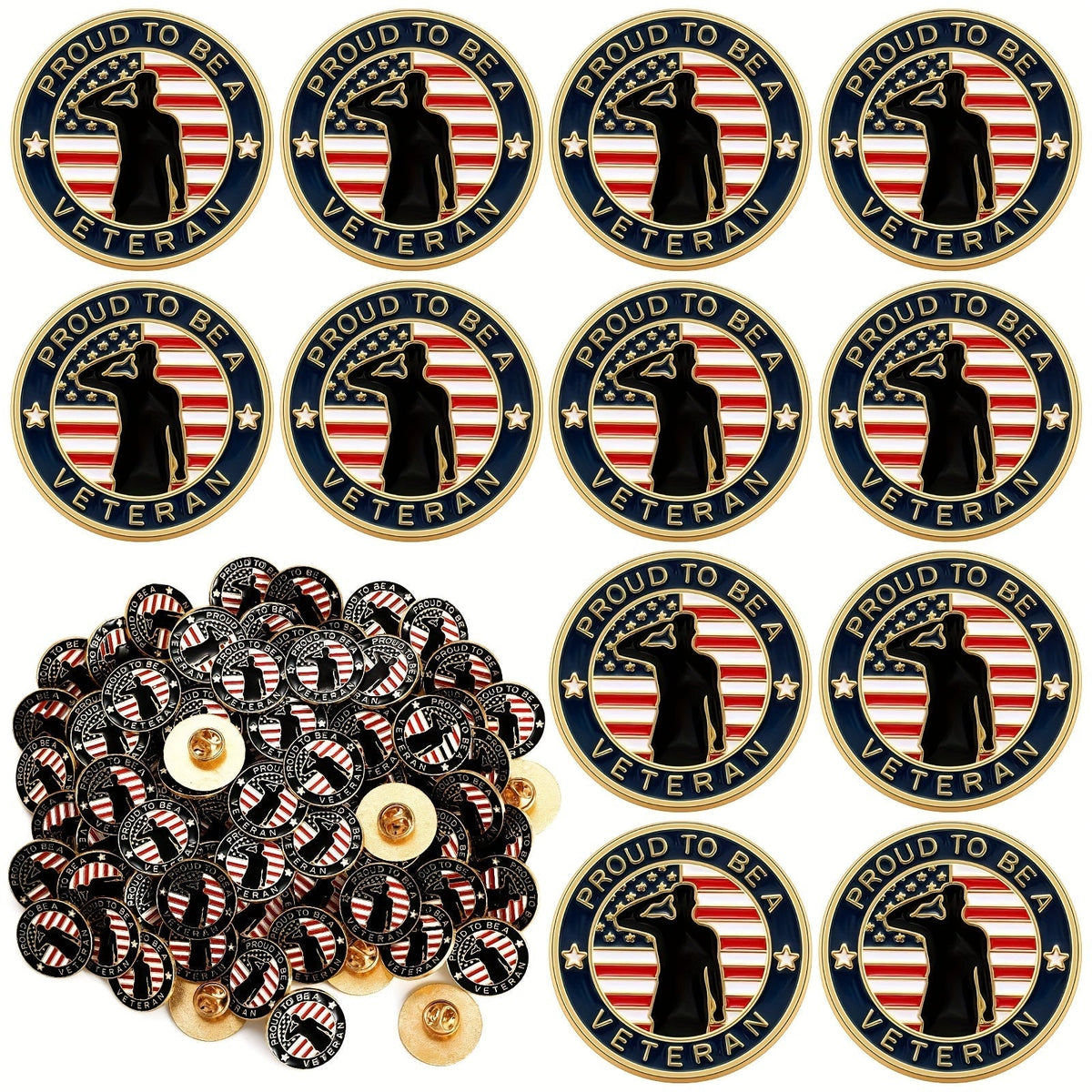 Brooch Pin - Veteran Lapel Bulk 100pcs American Flag Military USA Patriotic for - product detail view 8