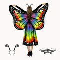 Butterfly Costume - Set Women 4pcs Fairy Wings Cape Skirt Antenna Headband Halloween Cosplay