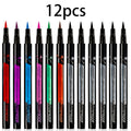 Fine-Tip Liquid Eyeliner Pen Set with Twelve Black and Bright Color Pens for Graphic Eye Looks