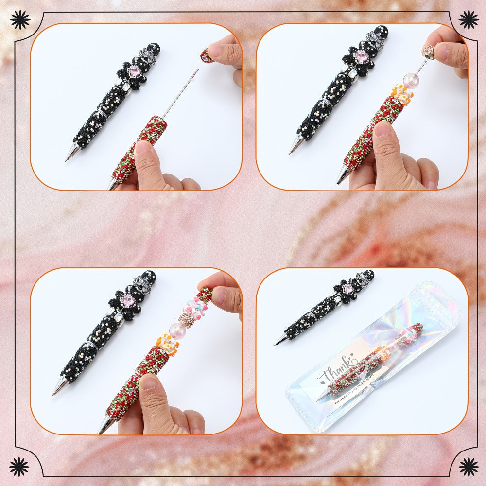 Glitter Beaded Pens Set 20pcs Sparkly String Bead Ballpoint Pens Colorful Fun Writing Pens for Office School Party Favors Wedding Gifts