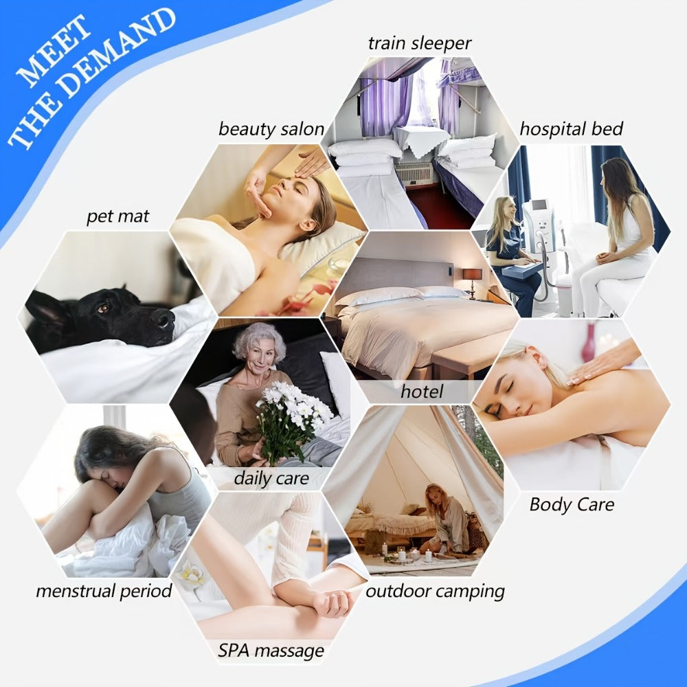 Disposable Massage Table Sheets 100-Pack Non-Woven Spa Bed Cover – Stain-Resistant Single-Use Table Liner for Massage Therapists